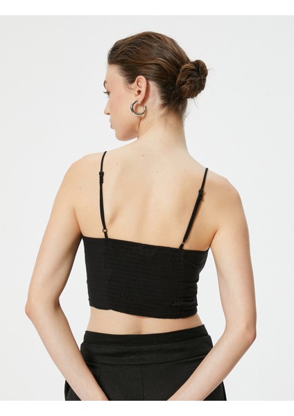 Askılı Crop Üst Kalp Yaka Pamuklu Slim Fit