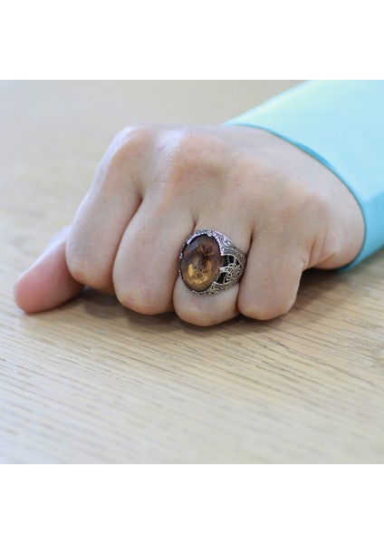 Faset Zultanit Taşlı Selçuklu Kartalı Işlemeli 925 Ayar Gümüş Erkek Yüzük modelleri