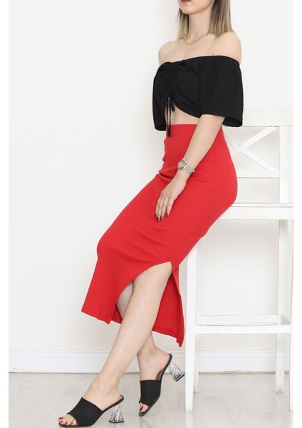 Asansörlü Crop Bluz Siyah - 18489.1153. fiyatları
