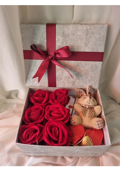 Kırmızı Gül Ayıcık ve Kar Küreli Sevgiliye Hediye Kutusu fiyatları
