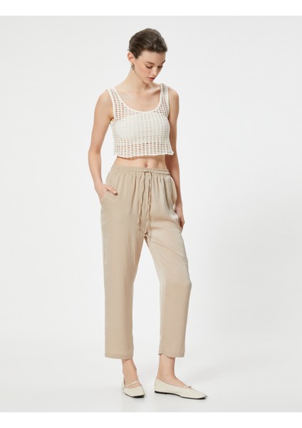 Crop Paça Pantolon Beli Bağlamalı Cepli fiyatları
