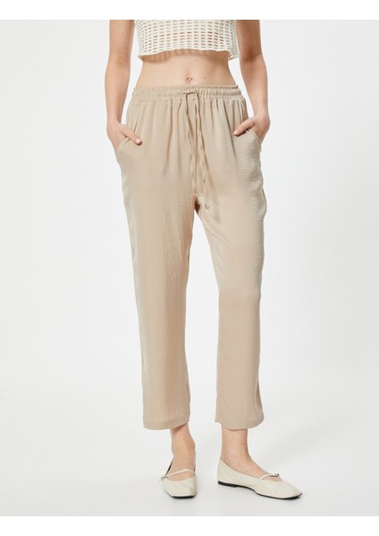 Crop Paça Pantolon Beli Bağlamalı Cepli modelleri