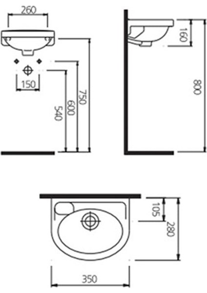 Optimum 35X28 cm Armatür Deliksiz Lavabo fiyatları