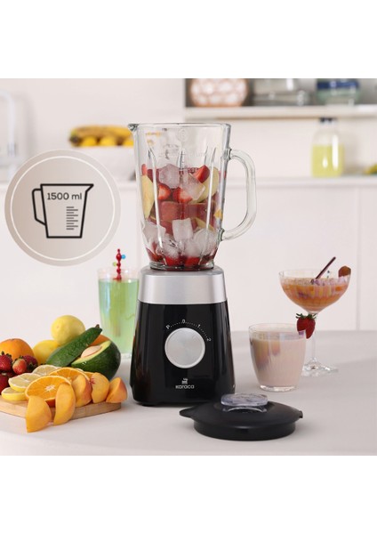 Premium Limited Edition Cam Sürahili Paslanmaz Çelik Bıçaklı Smoothie Blender