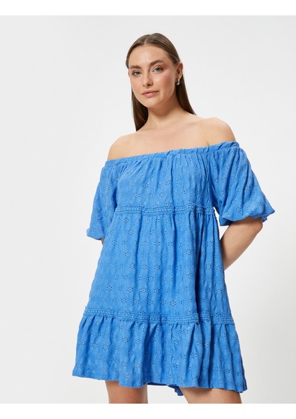 4Sak80383Ek 637 Mavı Kadın Jersey Elbıse