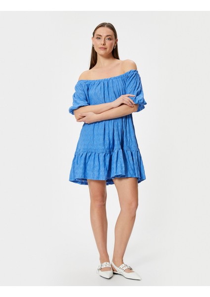 4Sak80383Ek 637 Mavı Kadın Jersey Elbıse fiyatları