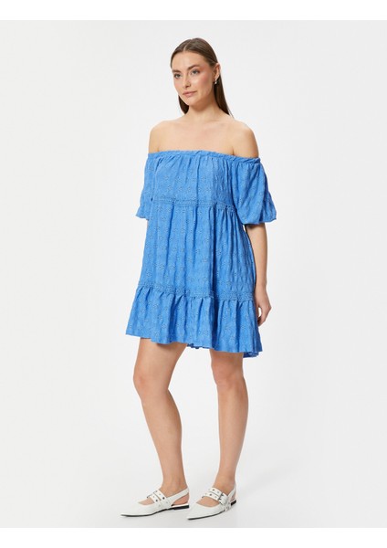 4Sak80383Ek 637 Mavı Kadın Jersey Elbıse modelleri