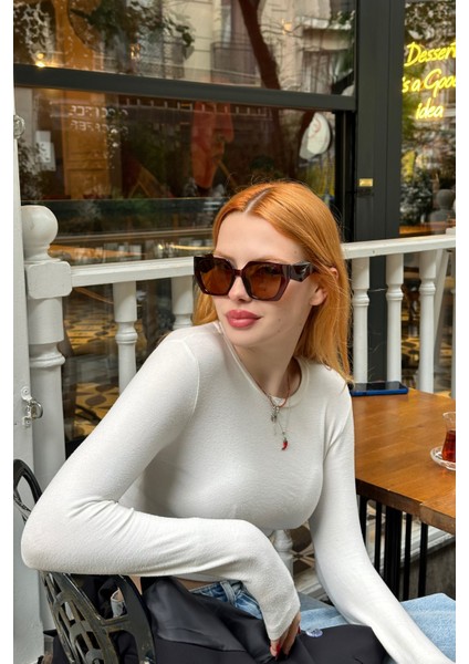Rosalin Kadın Cat-Eye Güneş Gözlüğü Kahverengi