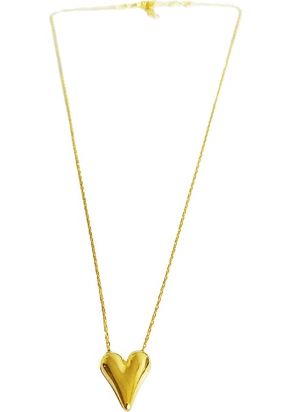 Taşsız Gümüş Kalp Kolye - Rodyum Renk modelleri