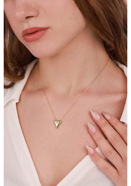 Taşsız Gümüş Kalp Kolye - Rodyum Renk indirimleri