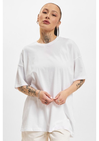 Kadın Onlmay Bisiklet Yaka Oversize Pamuk T-Shirt 15261790 Beyaz