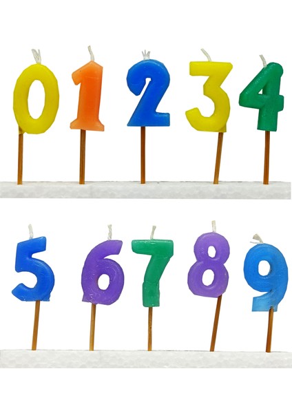 Renkli Rakamlı Pasta Mumu Tüm Sayılar (3 x 2 cm) - Doğum Günü Süsü - Pasta Süsü