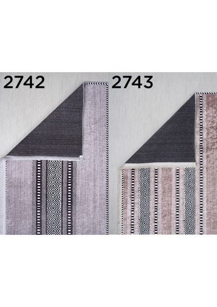 Nova Dokuma Kaymaz Tabanlı Yıkanabilir Dijital Baskı Abstrakt Desenli Halı60x100