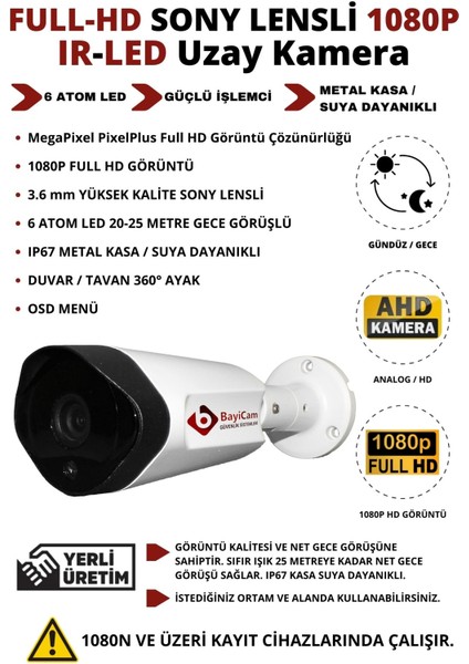 Metal Uzay Kasa Gece Görüşlü Ir-Led Güvenlik Kamerası - 1080P Full Hd Cepten Izleme