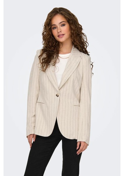 Kadın Onldola Slim Fit Çizgili Keten Ceket 15318499 Bej fiyatları