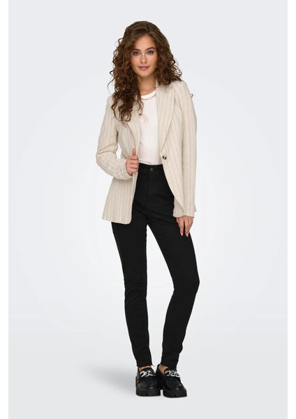 Kadın Onldola Slim Fit Çizgili Keten Ceket 15318499 Bej modelleri