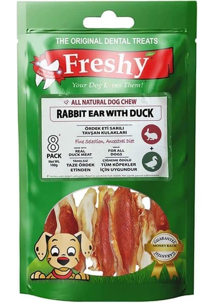 Rabbit Ear Whit Duck Ördek Eti Kaplı Tavşan Kulağı 100 gr 8'li