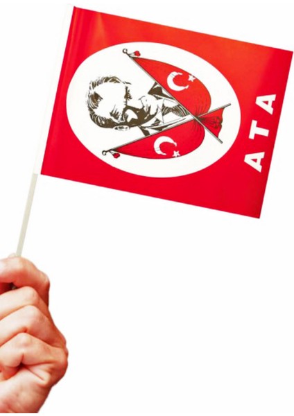 Küçük Boy Çıtalı Bayrak Atatürk ve Türk Bayraklı Çıtalı Bayrak - 10 Adet