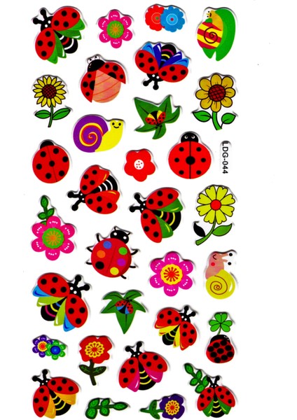 Sticker Kabartmalı Stiker Defter Planlayıcı Etiket (LDG044)-17X9 Cm- Uğurböceği