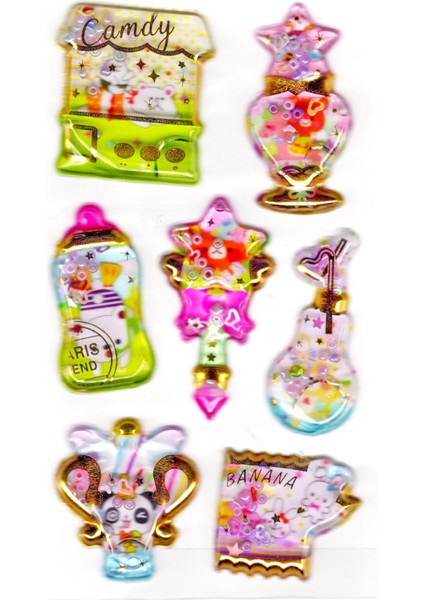 Sticker Kabartmalı Stiker Defter, Planlayıcı Etiket (SULU-909)-14X8 cm - Sulu Candy Shop