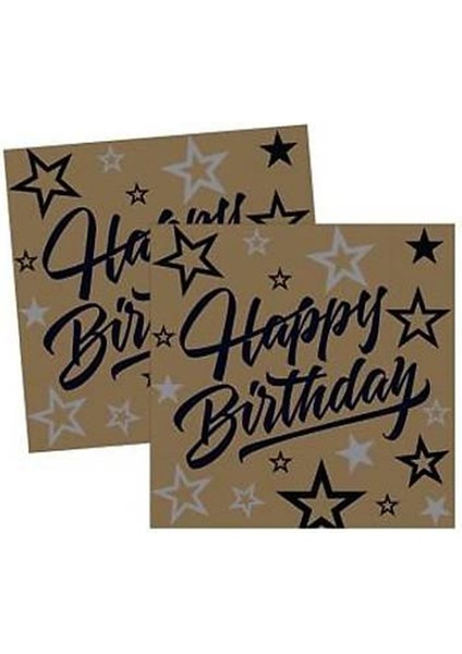 Happy Birthday Altın Kağıt Peçete 33X33CM Pk:20
