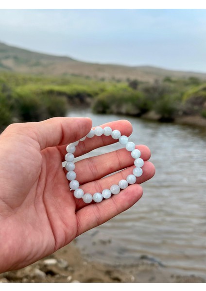 Doğaltaş 8 mm Akuamarin Taşı Bileklik Aaa Kalite