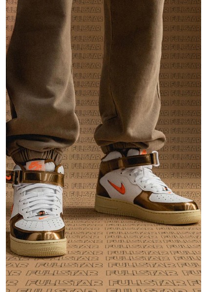 Air Force 1 Mid Qs Leather Hakiki Deri Mücevher Ale Brown Kahverengi Sneaker Ayakkabı fiyatları