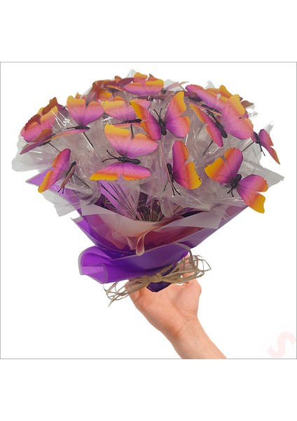LED Işıklı Kelebek Buketi - 45CM x 30CM
