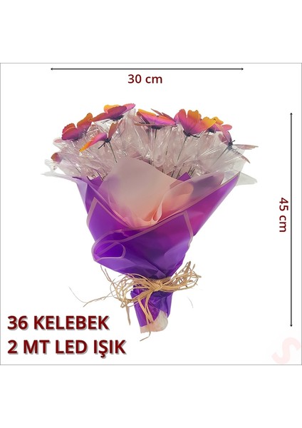 LED Işıklı Kelebek Buketi - 45CM x 30CM fiyatları