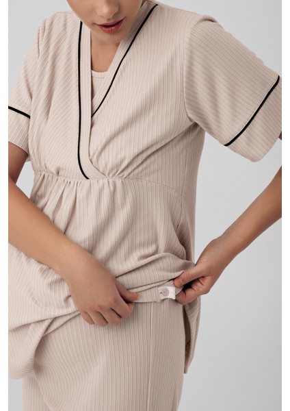 Kısa Kollu Esnek Viskon Hamile Pijama Takımı 16202 fiyatları