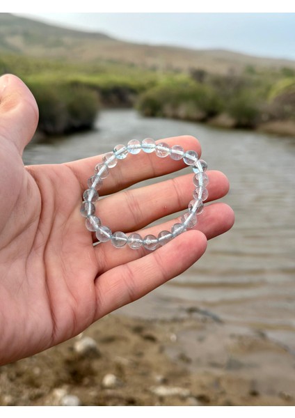 Doğaltaş 8 mm Mavi Topaz Taşı Bileklik Aaa Kalite