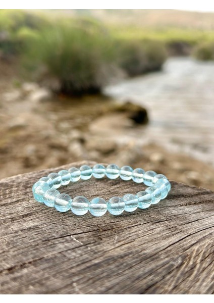 Doğaltaş 8 mm Mavi Topaz Taşı Bileklik Aaa Kalite fiyatları