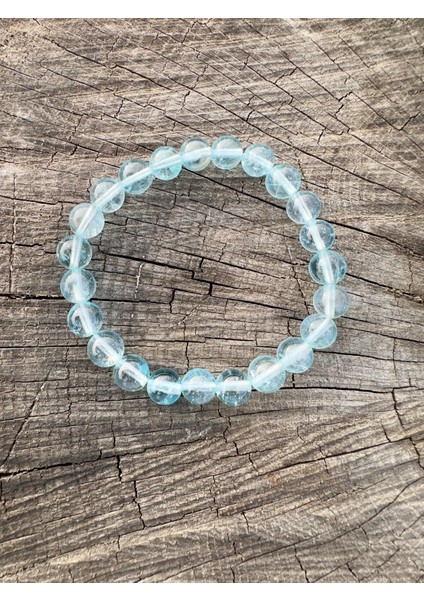 Doğaltaş 8 mm Mavi Topaz Taşı Bileklik Aaa Kalite fırsatları