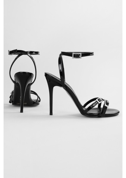 Kadın Slayn Siyah Rugan Kemer Tokalı Topuklu Ayakkabı indirimleri