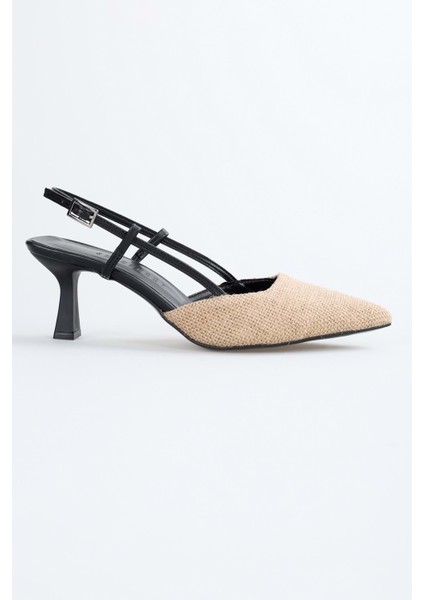 Kadın Straw Siyah Hasır Topuklu Stiletto