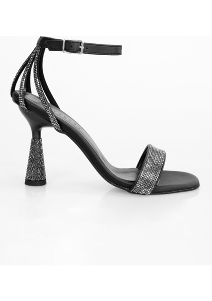 Kadın Conny Siyah Saten Taşlı Topuklu Ayakkabı modelleri