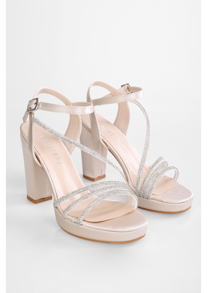 Kadın Sheila Ten Saten Taşlı Platform Topuklu Ayakkabı fırsatları