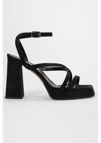 Kadın Brianna Siyah Simli Platform Topuklu Ayakkabı fiyatları