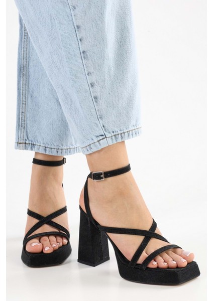 Kadın Brianna Siyah Simli Platform Topuklu Ayakkabı modelleri