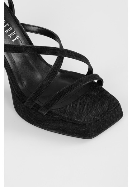 Kadın Brianna Siyah Simli Platform Topuklu Ayakkabı fırsatları