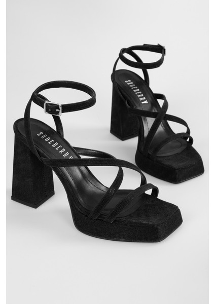 Kadın Brianna Siyah Simli Platform Topuklu Ayakkabı indirimleri