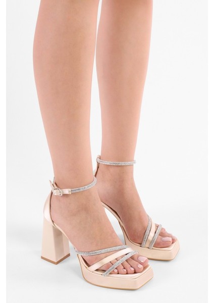 Kadın Beau Ten Saten Taşlı Platform Topuklu Ayakkabı modelleri