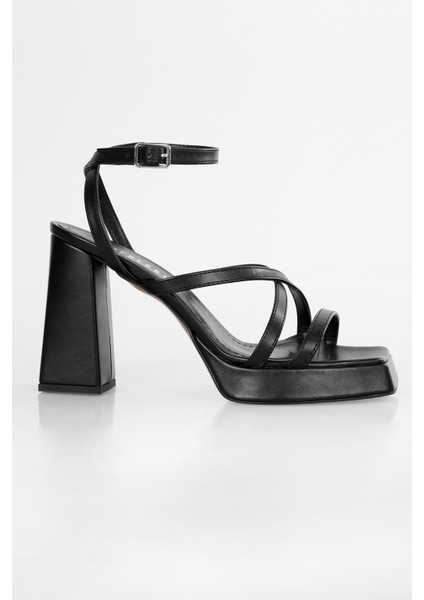 Kadın Shanty Siyah Cilt Platform Topuklu Ayakkabı fiyatları