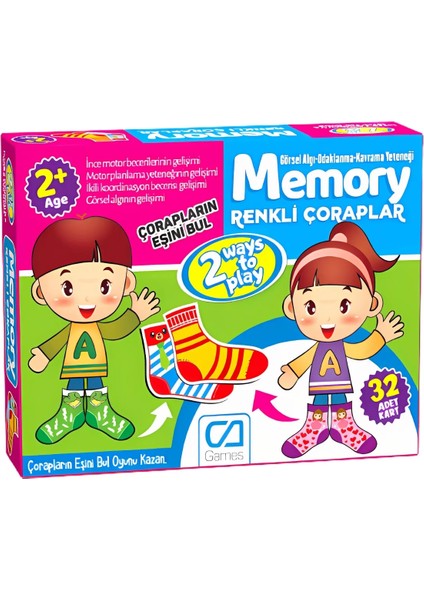 Renkli Çoraplar 2+ Yaş Çocuklar Için 32 Kartlı Eğitici Eğlenceli Eş Bulmacalı Hafıza Oyunu