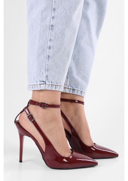 Kadın Mila Bordo Rugan Kemerli Bilekten Bağlı Stiletto fiyatları