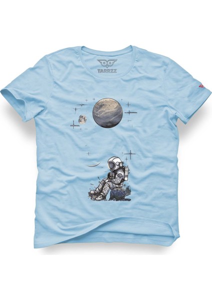 Kayada Oturan Astronot Tasarım Tişört, Astronot Tişört
