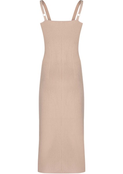 Askılı Bej Triko Elbise indirimleri