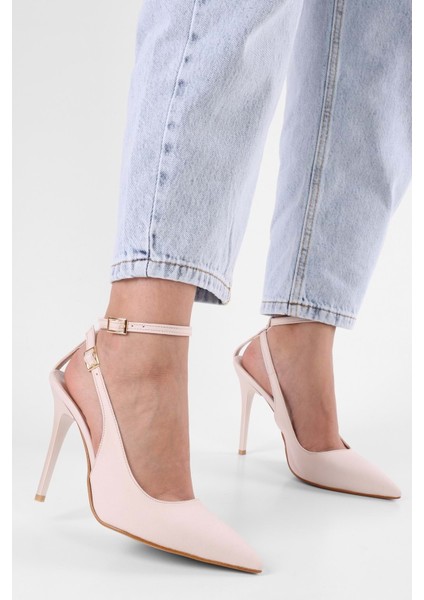 Kadın Mila Ten Zara Saten Kemerli Bilekten Bağlı Stiletto