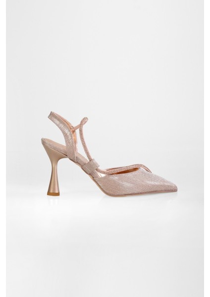 Kadın Jammy Rose Simli Taşlı Topuklu Ayakkabı Stiletto