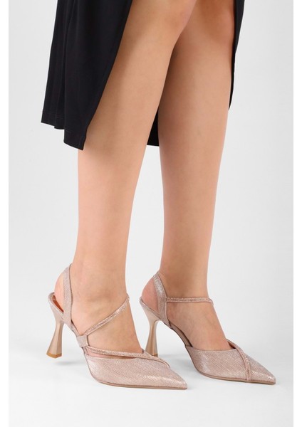 Kadın Jammy Rose Simli Taşlı Topuklu Ayakkabı Stiletto
